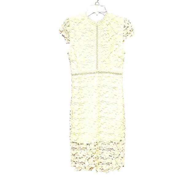 Jodifl Cream Eyelet Lace Overlay Pencil Dress Delicate Floral Lace Women's Small - Picture 3 of 13
